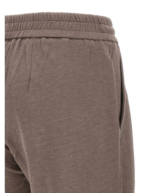 Brunello Cucinelli Gray Elasticated Monile Detail Trousers