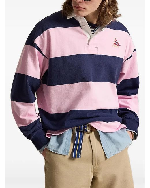 Polo Ralph Lauren Blue Long-Sleeve Striped Polo Shirt