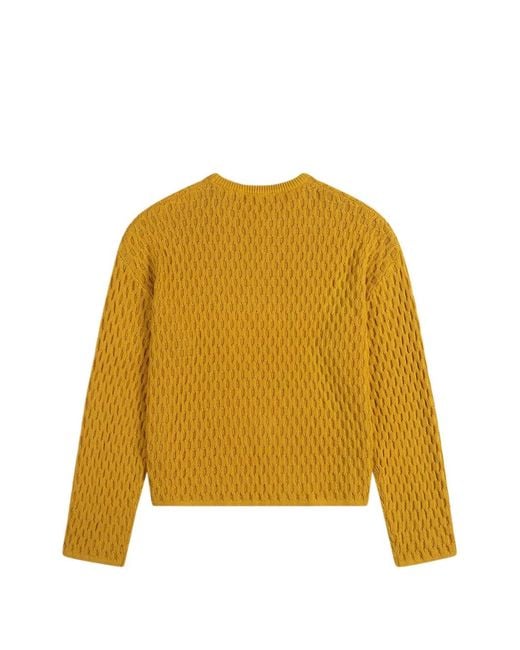 Daily Paper Yellow Structured-Knit Logo-Patch Sweater