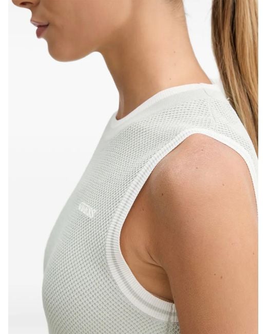 Guess White Gabry Perforated-Knit Sleeveless Mini Dress