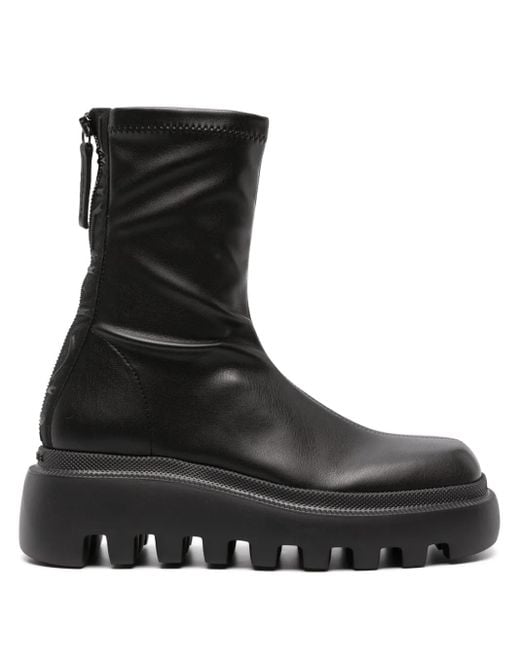 Vic Matié Black Saudi Embossed-Logo Ankle Boots