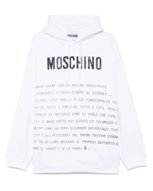 Sudadera con capucha y motivo de texto Moschino de hombre de color White