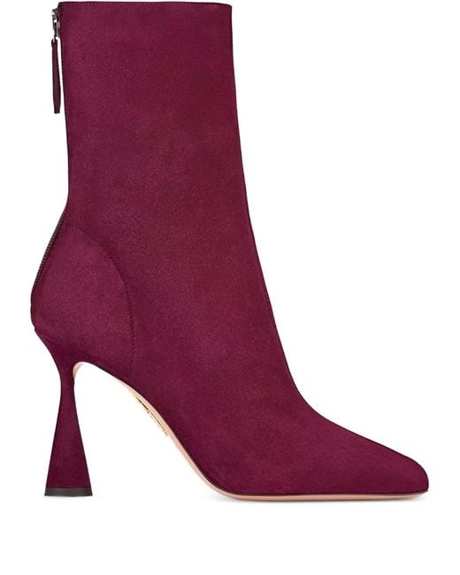 Aquazzura Purple 95Mm Amore Zip-Fastening Heeled Boots
