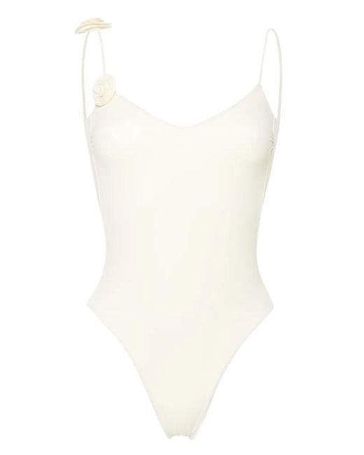 LaRevêche White Ashar Floral-Appliqué Swimsuit