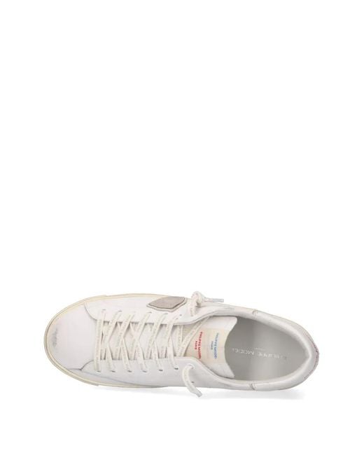 Philippe Model White Panelled Leather Sneakers