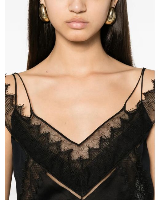 Tom Ford Black Lace-Trim Satin Top