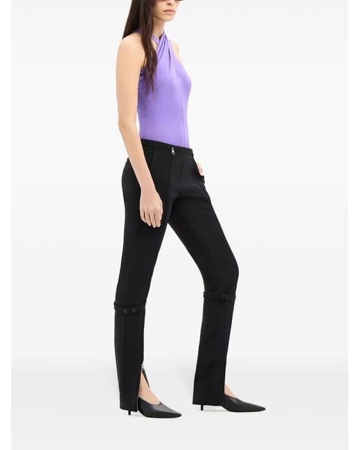 Courreges Black Zip Wool Blend Pants