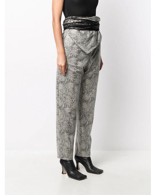 Y. Project Gray High-Waisted Python-Effect Trousers
