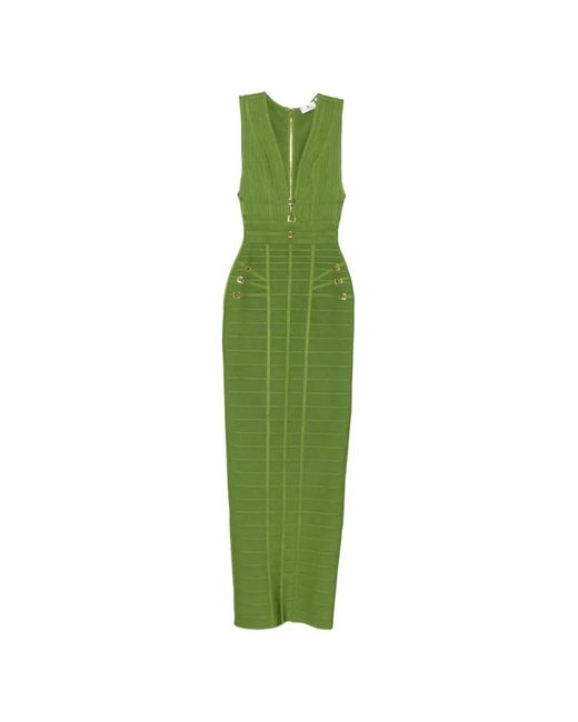 Elisabetta Franchi Green Buckle-Detail Maxi Dress