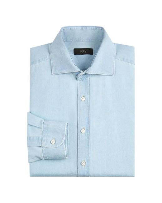 Camicia Denim di Fay in Blue da Uomo
