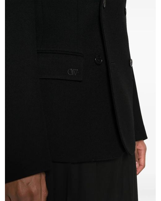 Off-White c/o Virgil Abloh Black Double-Breasted Virgin-Wool Blazer for men