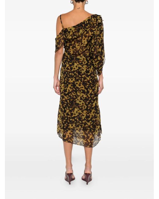 Christopher Esber Brown Printed Ruched Midi Skirt