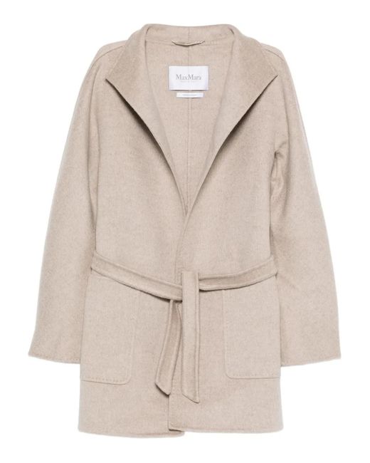 Max Mara Natural Belted Hooded Coat