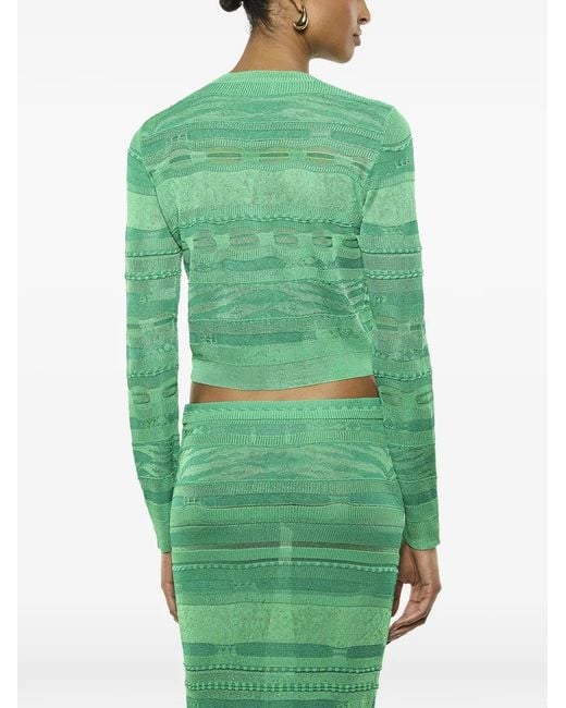 Laneus Green Button-Fastening Cardigan