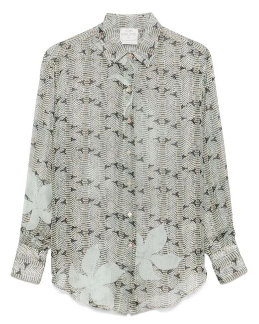 Forte_forte Gray Printed Silk Shirt