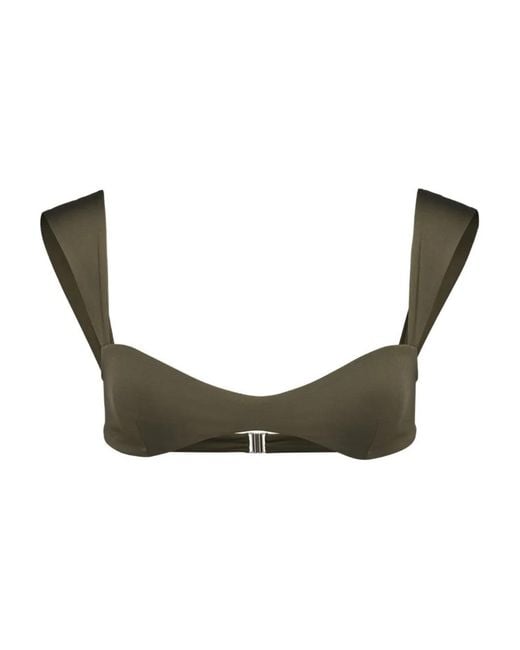 Magda Butrym Green Retro Shoulder-Padded Bikini Top