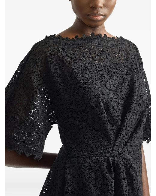 Erdem Black Draped Short-Sleeve Top