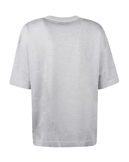 Missoni Lamé Crew-Neck T-Shirt in Gray | Lyst