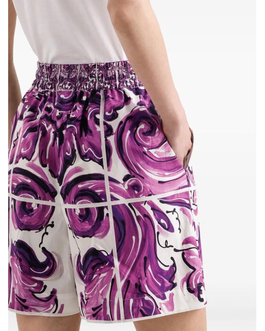 Dolce & Gabbana Purple Patterned Shorts