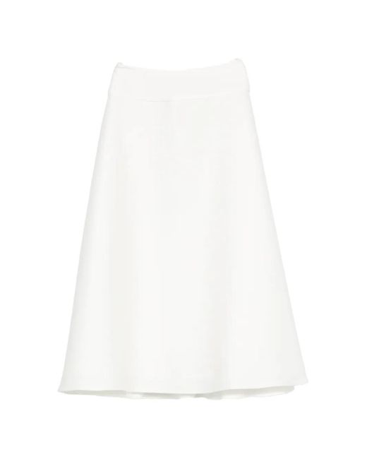David Koma White A-Line Midi Skirt