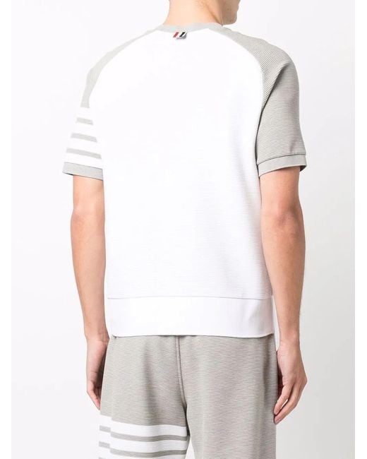 Thom Browne White 4-Bar Stripe T-Shirt for men