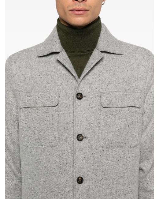 Eleventy Gray Pocket Button Overshirt for men