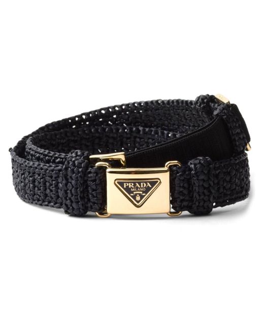 Prada Black Triangle-logo Crochet Belt