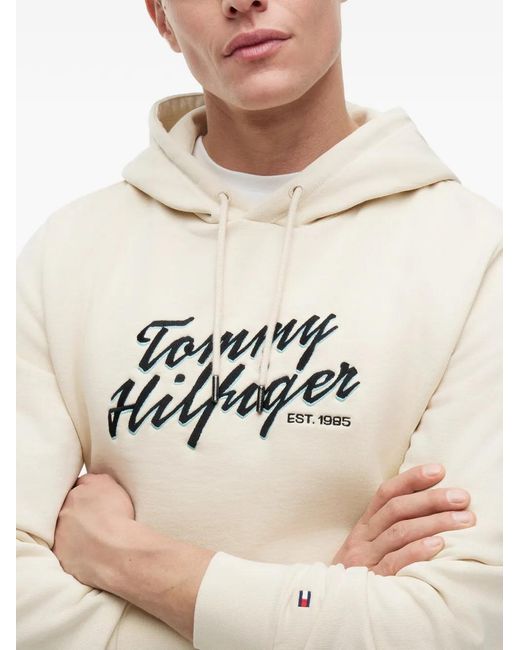 Tommy Hilfiger White Hoodie À Logo Brodé for men
