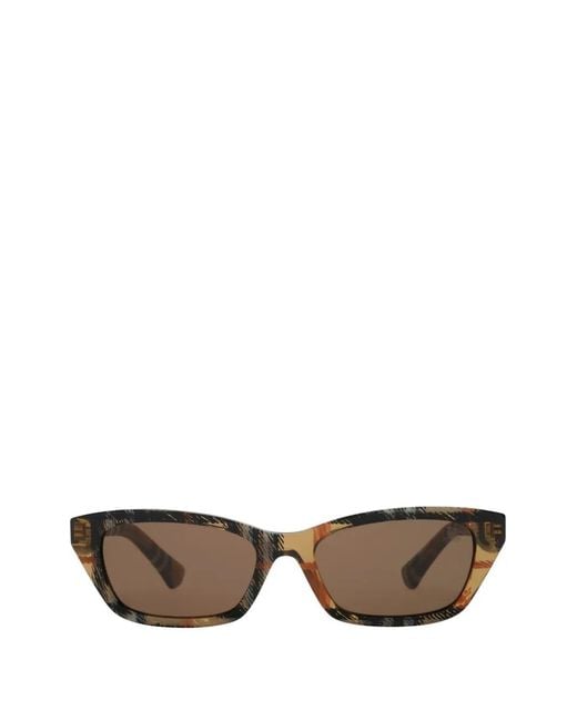 Burberry Brown Gradient-Check Rectangular Sunglasses