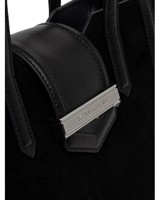 Karl Lagerfeld Black Logo-Plaque Panelled Tote Bag