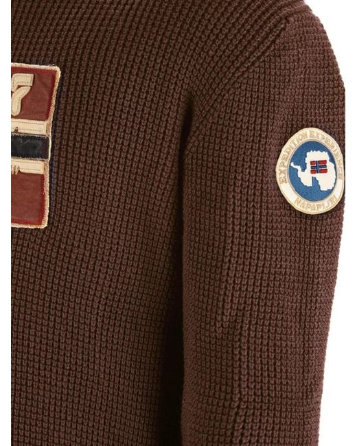 Pull Gaufré Archive À Patch Logo Napapijri pour homme en coloris Brown