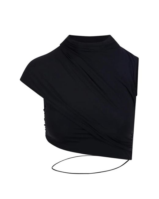 Amazuìn Black Asymmetric Draped Top