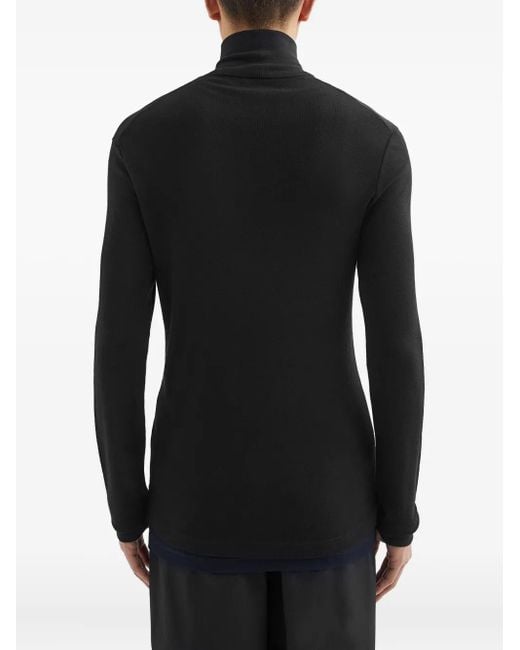 Jil Sander Black Wool Layered T-Shirt for men