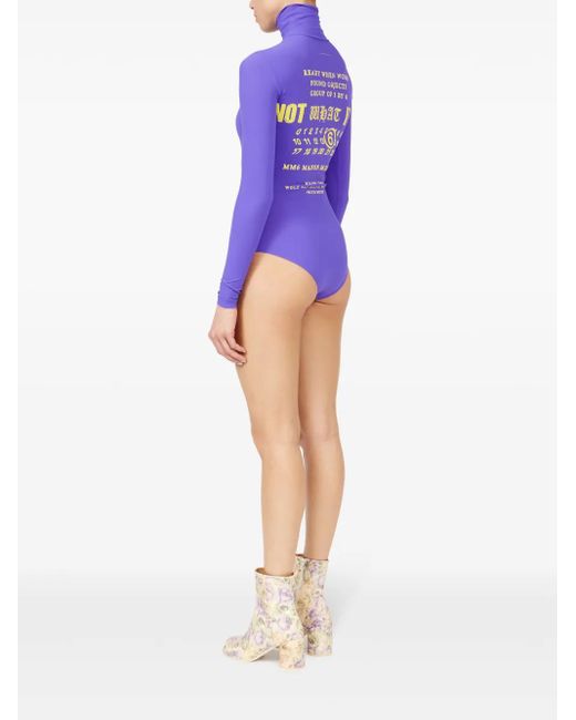 MM6 by Maison Margiela Purple Numbers-Motif Bodysuit