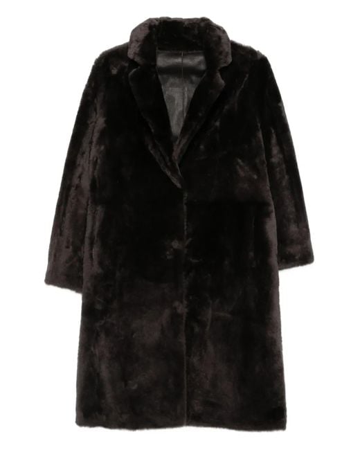 Yves Salomon Black Notched-Collar Coat
