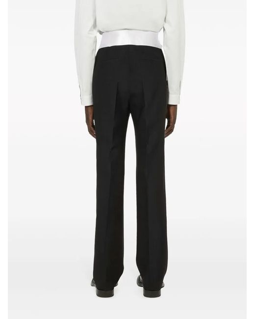 Ferragamo Black Silk-Insert Pressed-Crease Tailored Trousers for men