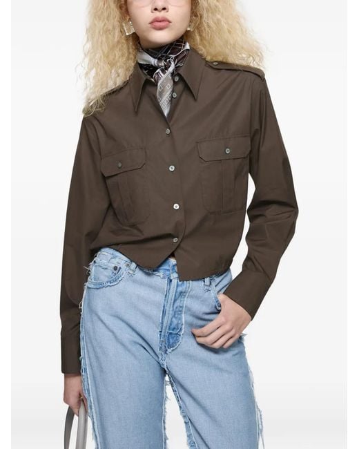 Acne Brown Button-Up Over Shirt
