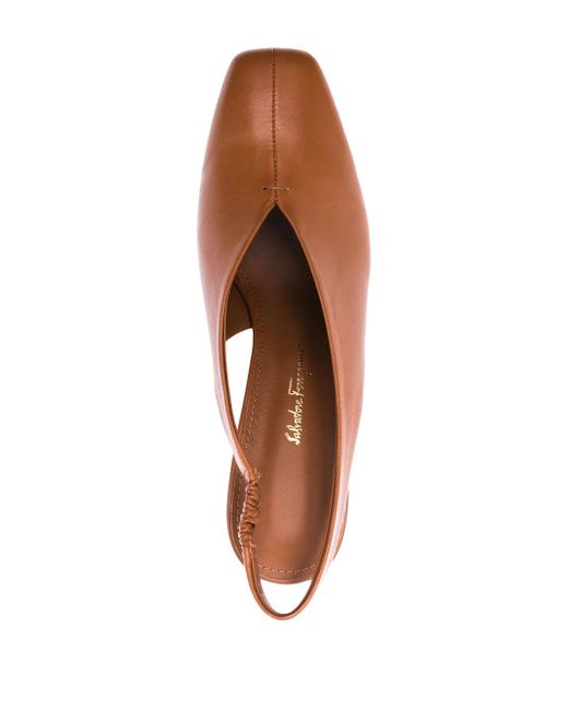 Ferragamo Brown Sloane Chunky-Heel Pumps