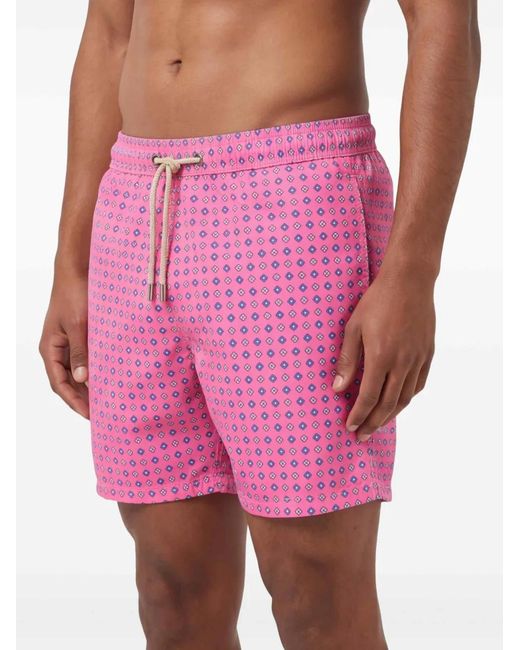 Mc2 Saint Barth Pink Floral-Print Swim Shorts for men