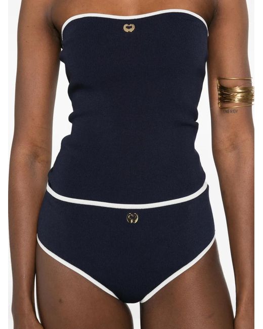 Maje Blue Contrast-Trim Brief Shorts