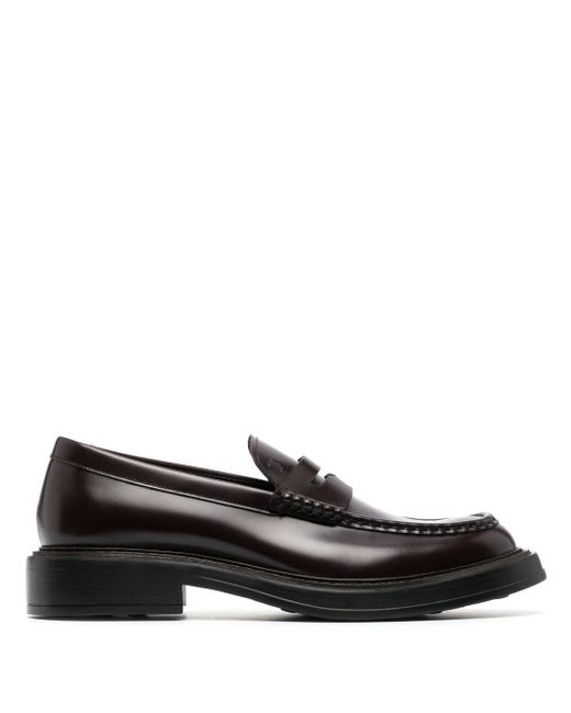 Tod's Black Leather Loafer Shoes for men