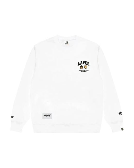 Aape By A Bathing Ape White Logo Sweatshirt for men