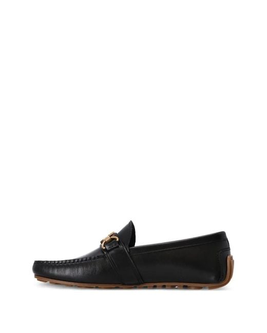 Moschino Black Leather Medallion-Detail Loafers for men