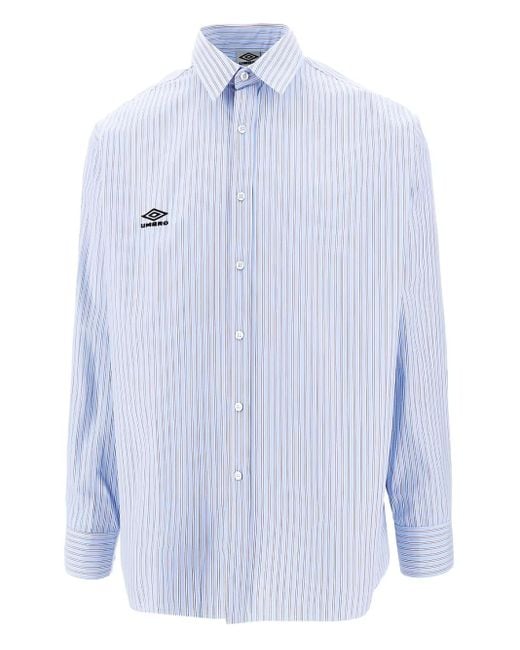 Umbro Blue Striped Logo Shirt for men