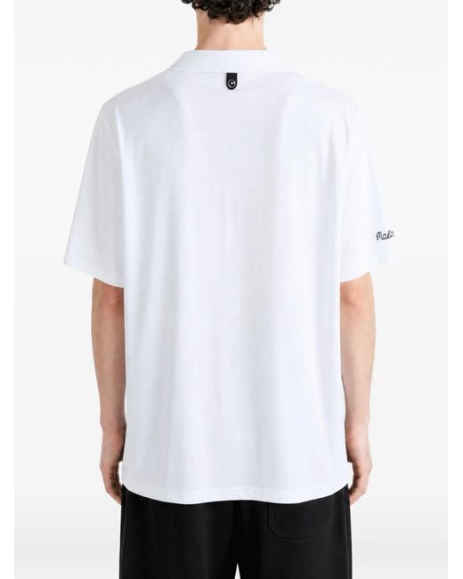 Malbon Golf White Logo-Embroidered Polo Shirt for men