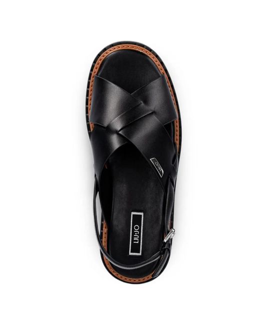 Liu Jo Black Crossover Flatform Sandals