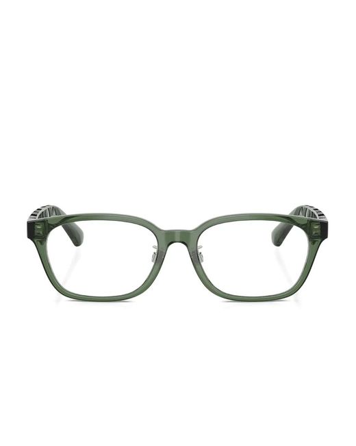 Burberry Green Check-Pattern Square Glasses for men
