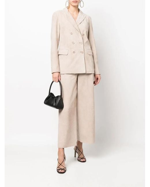 Desa Nineteenseventytwo Natural Double-Breasted Fitted Blazer