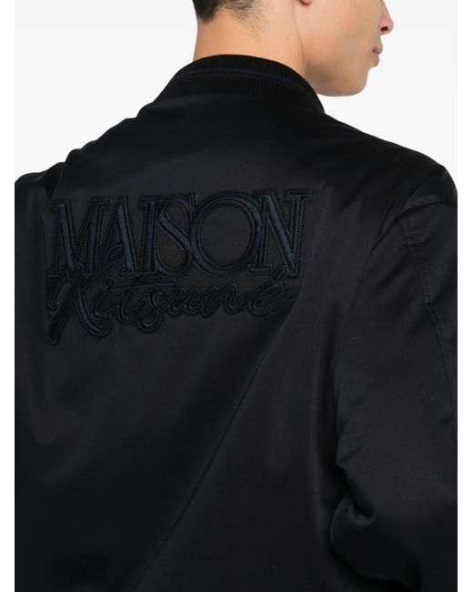 Maison Kitsuné Black Buttoned Bomber Jacket for men