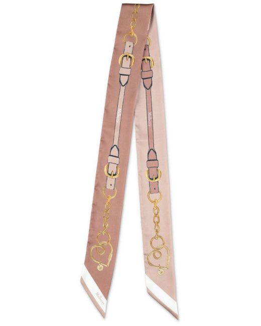 Mulberry Pink Heritage Chain Strap-print Scarf